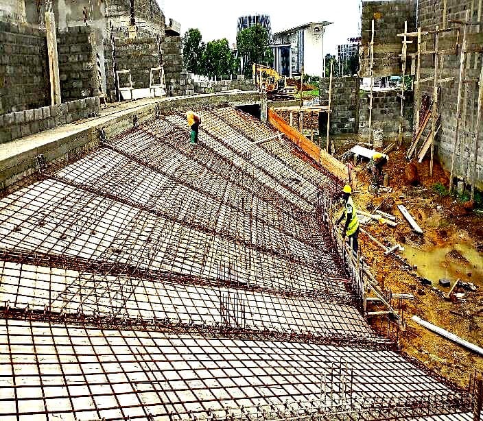Ferraillage des gradins avant coulage